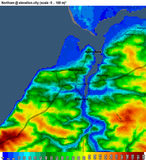 Zoom OUT 2x Northam, United Kingdom elevation map