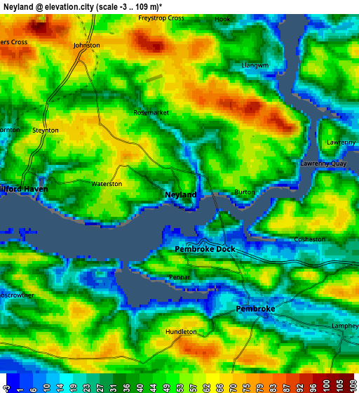 Zoom OUT 2x Neyland, United Kingdom elevation map