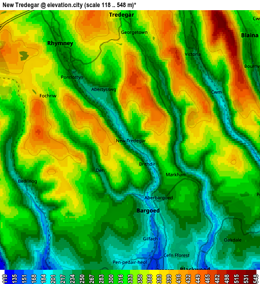 Zoom OUT 2x New Tredegar, United Kingdom elevation map