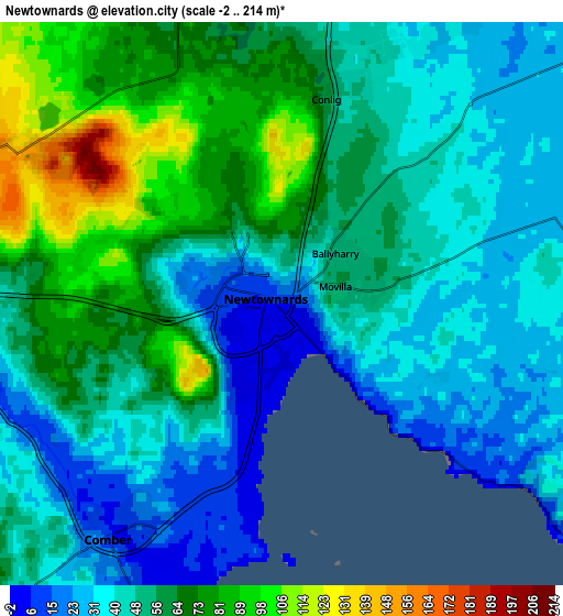 Zoom OUT 2x Newtownards, United Kingdom elevation map