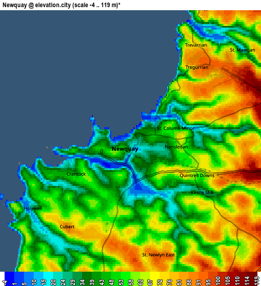 Zoom OUT 2x Newquay, United Kingdom elevation map