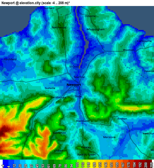 Zoom OUT 2x Newport, United Kingdom elevation map