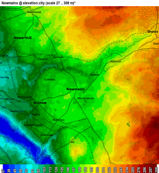 Zoom OUT 2x Newmains, United Kingdom elevation map