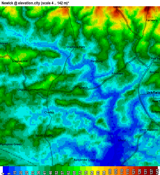 Zoom OUT 2x Newick, United Kingdom elevation map
