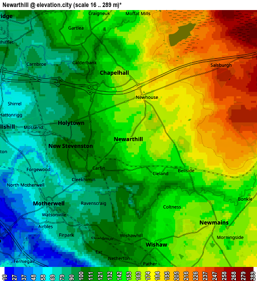 Zoom OUT 2x Newarthill, United Kingdom elevation map