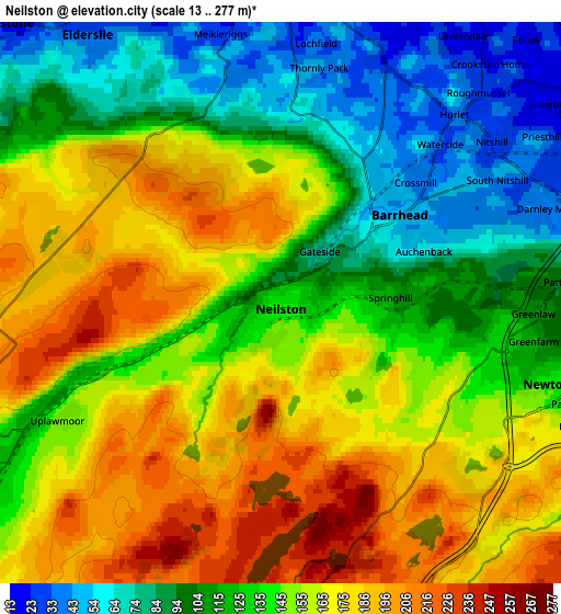 Zoom OUT 2x Neilston, United Kingdom elevation map