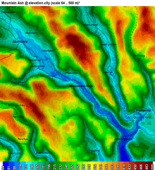 Zoom OUT 2x Mountain Ash, United Kingdom elevation map