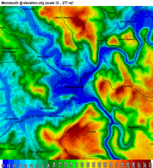 Zoom OUT 2x Monmouth, United Kingdom elevation map