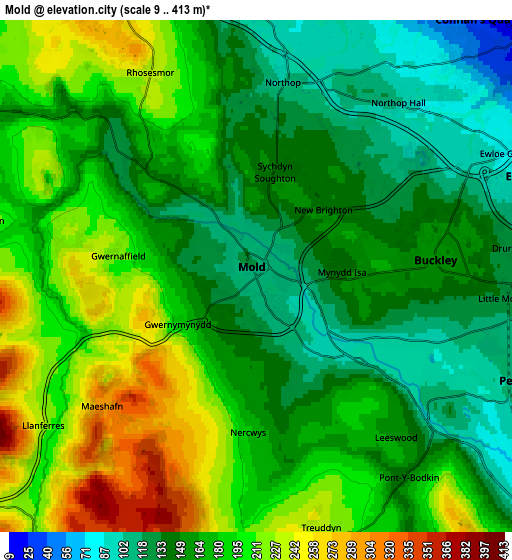 Zoom OUT 2x Mold, United Kingdom elevation map