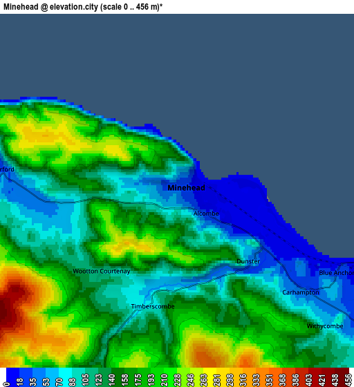 Zoom OUT 2x Minehead, United Kingdom elevation map