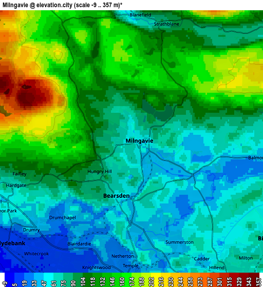 Zoom OUT 2x Milngavie, United Kingdom elevation map