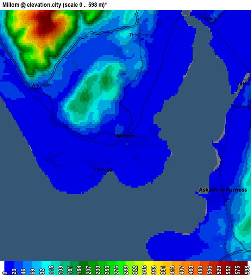 Zoom OUT 2x Millom, United Kingdom elevation map