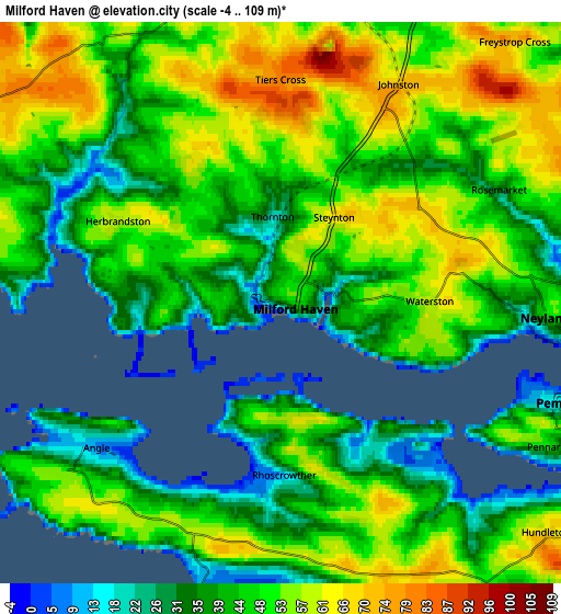 Zoom OUT 2x Milford Haven, United Kingdom elevation map