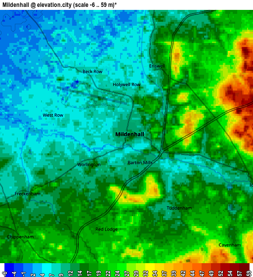 Zoom OUT 2x Mildenhall, United Kingdom elevation map