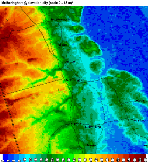 Zoom OUT 2x Metheringham, United Kingdom elevation map