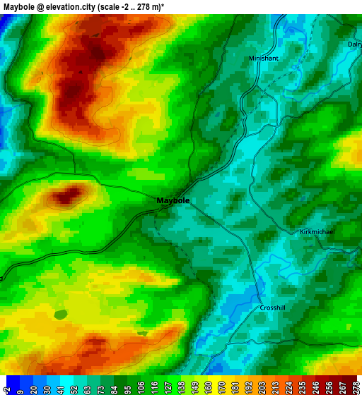 Zoom OUT 2x Maybole, United Kingdom elevation map