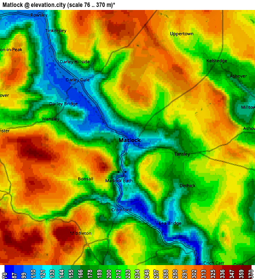 Zoom OUT 2x Matlock, United Kingdom elevation map