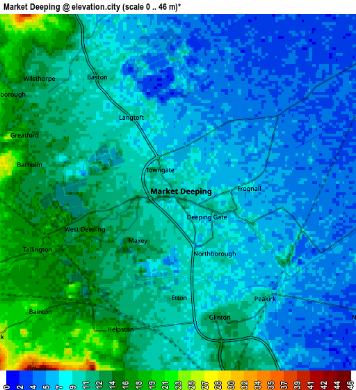 Zoom OUT 2x Market Deeping, United Kingdom elevation map