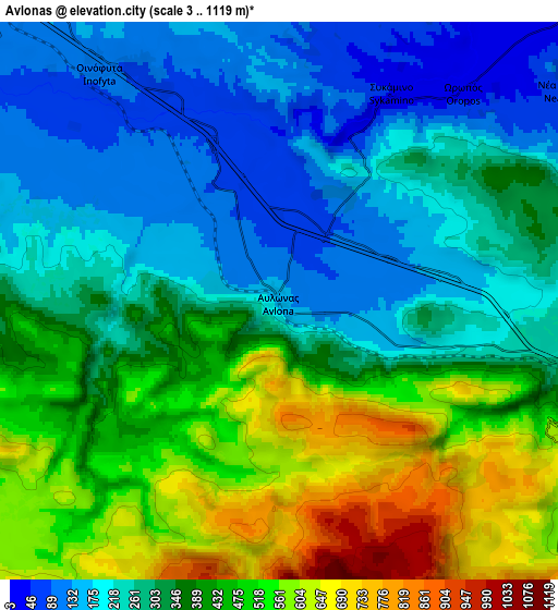 Zoom OUT 2x Avlónas, Greece elevation map