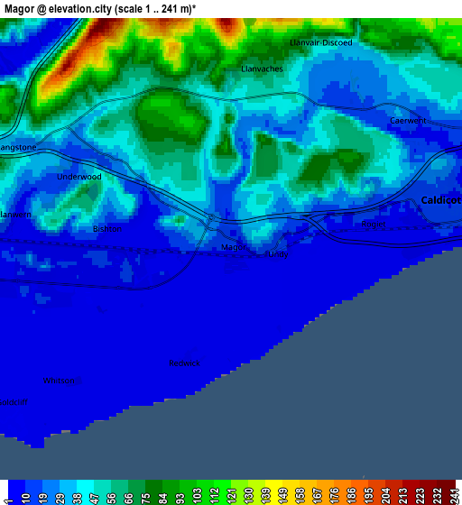 Zoom OUT 2x Magor, United Kingdom elevation map