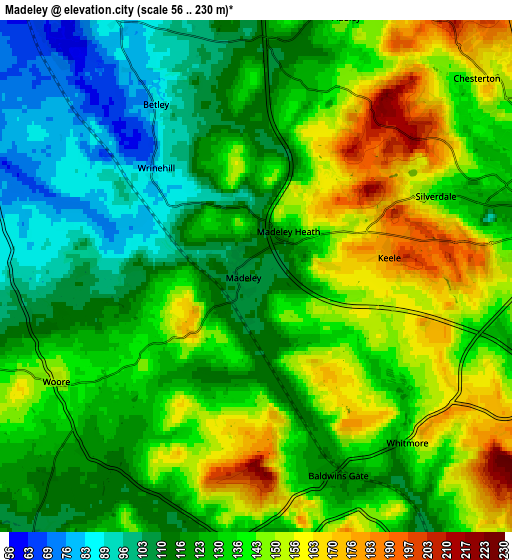 Zoom OUT 2x Madeley, United Kingdom elevation map