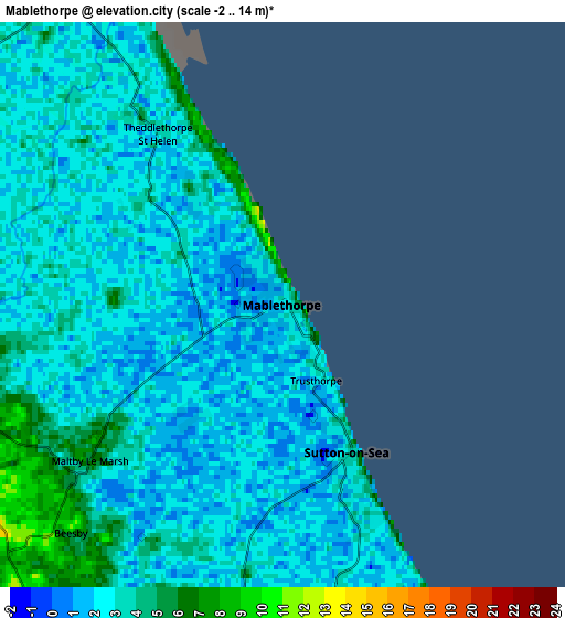 Zoom OUT 2x Mablethorpe, United Kingdom elevation map