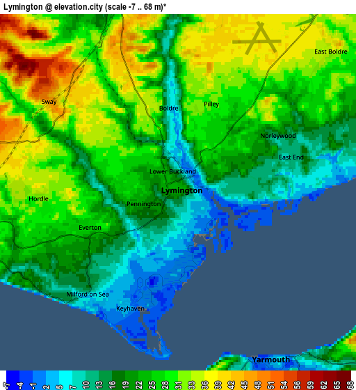 Zoom OUT 2x Lymington, United Kingdom elevation map