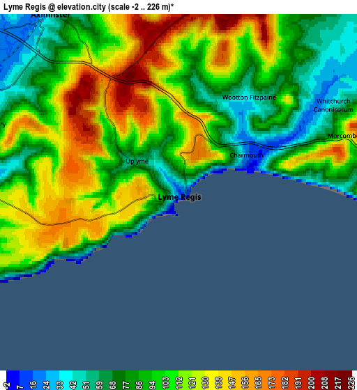 Zoom OUT 2x Lyme Regis, United Kingdom elevation map