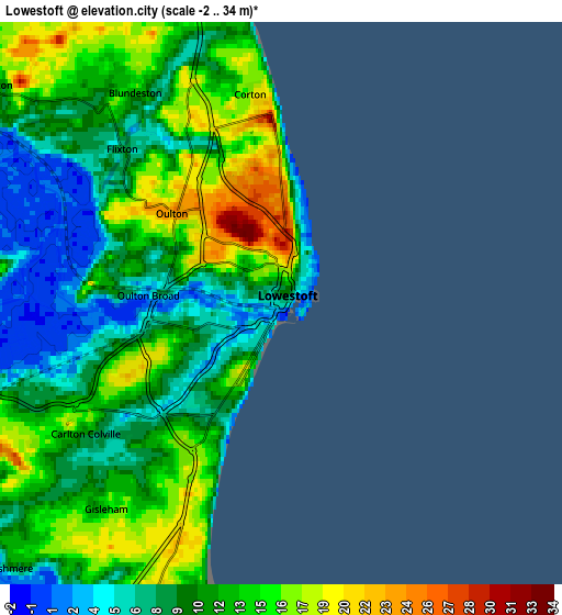 Zoom OUT 2x Lowestoft, United Kingdom elevation map