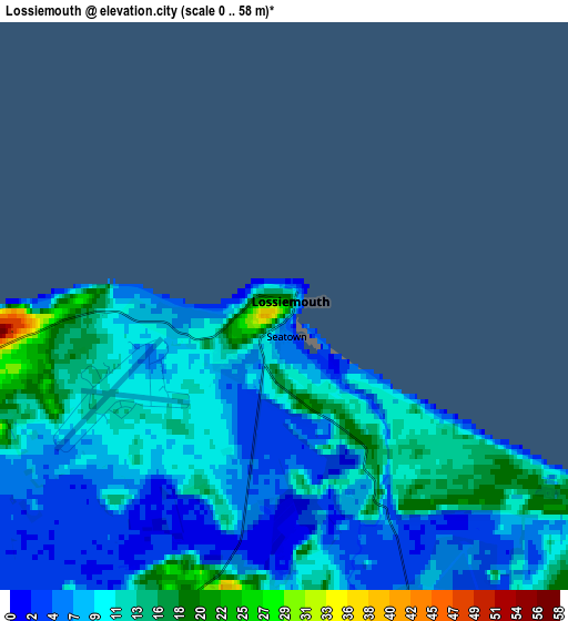 Zoom OUT 2x Lossiemouth, United Kingdom elevation map