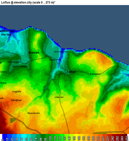 Zoom OUT 2x Loftus, United Kingdom elevation map