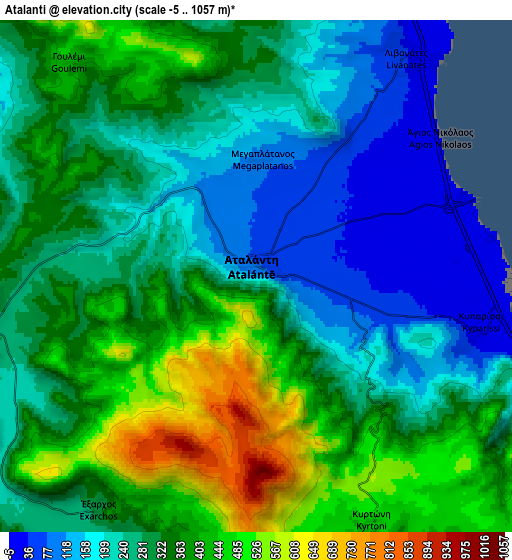 Zoom OUT 2x Atalánti, Greece elevation map