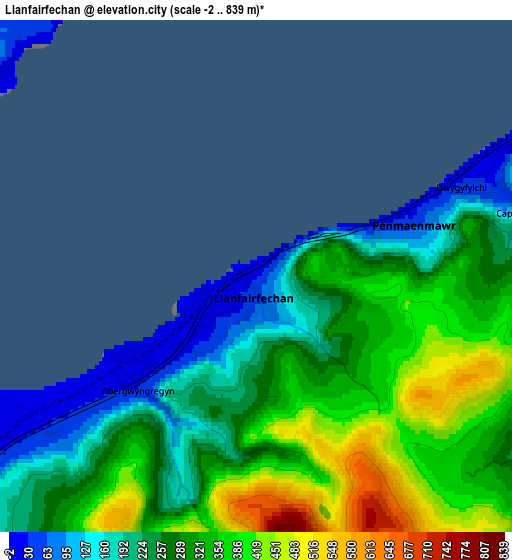 Zoom OUT 2x Llanfairfechan, United Kingdom elevation map