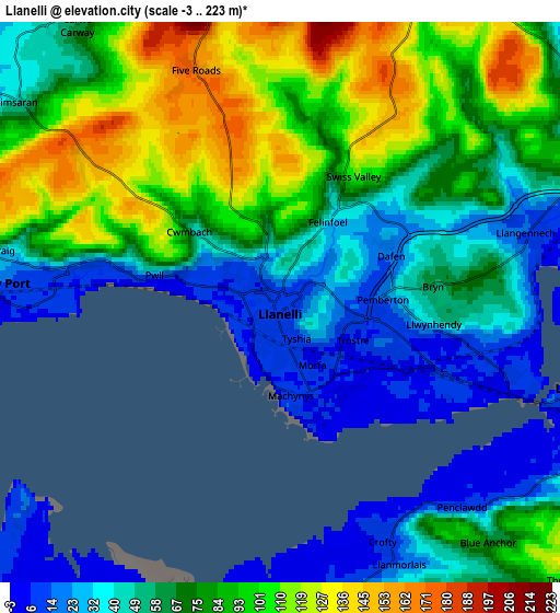 Zoom OUT 2x Llanelli, United Kingdom elevation map