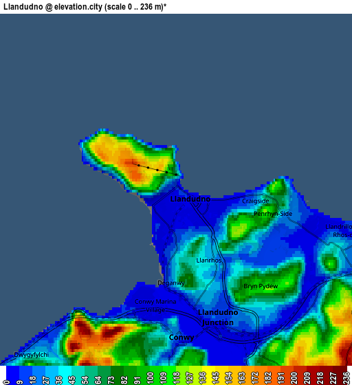 Zoom OUT 2x Llandudno, United Kingdom elevation map