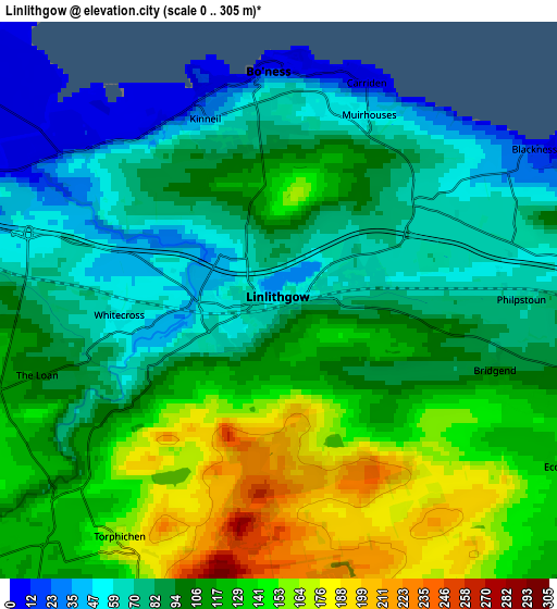 Zoom OUT 2x Linlithgow, United Kingdom elevation map