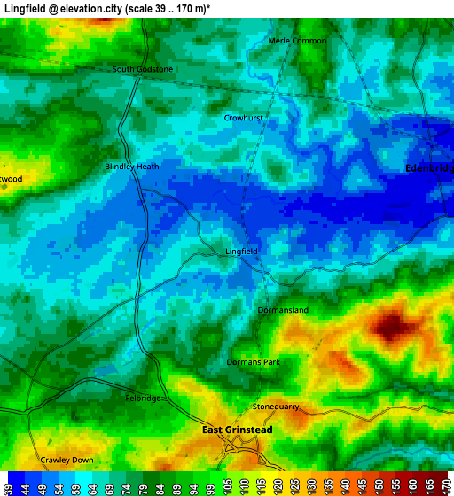 Zoom OUT 2x Lingfield, United Kingdom elevation map