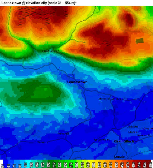 Zoom OUT 2x Lennoxtown, United Kingdom elevation map