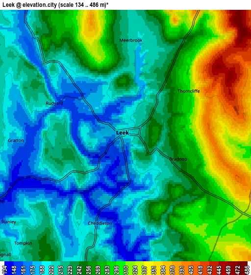 Zoom OUT 2x Leek, United Kingdom elevation map