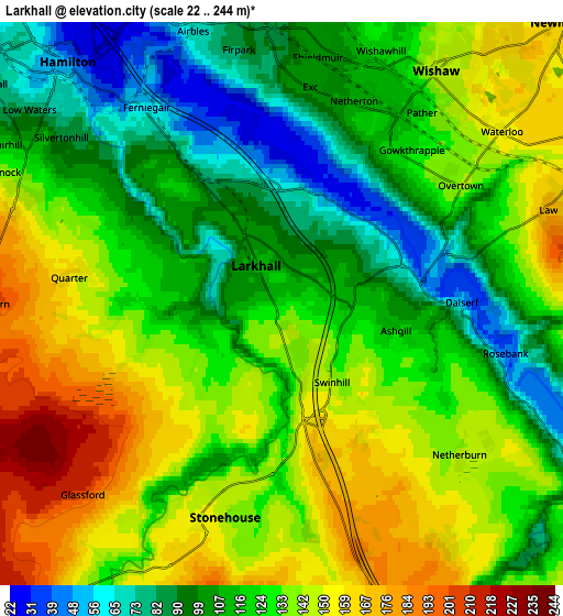 Zoom OUT 2x Larkhall, United Kingdom elevation map