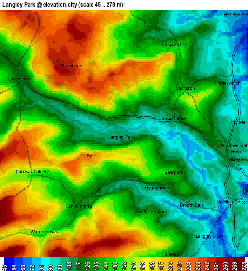 Zoom OUT 2x Langley Park, United Kingdom elevation map