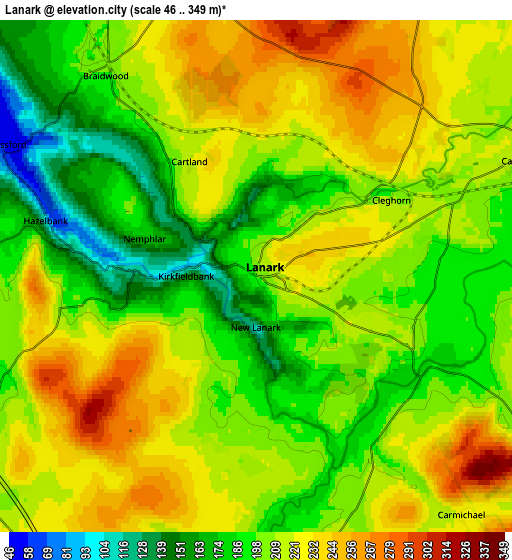 Zoom OUT 2x Lanark, United Kingdom elevation map