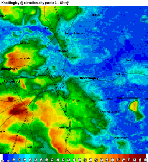 Zoom OUT 2x Knottingley, United Kingdom elevation map