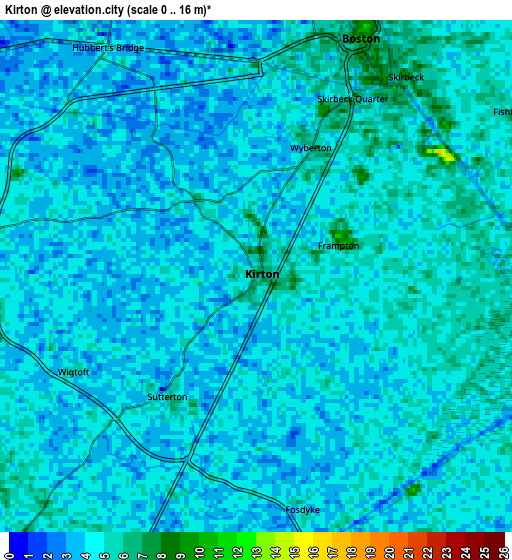 Zoom OUT 2x Kirton, United Kingdom elevation map