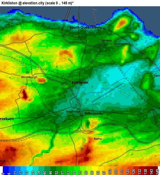 Zoom OUT 2x Kirkliston, United Kingdom elevation map