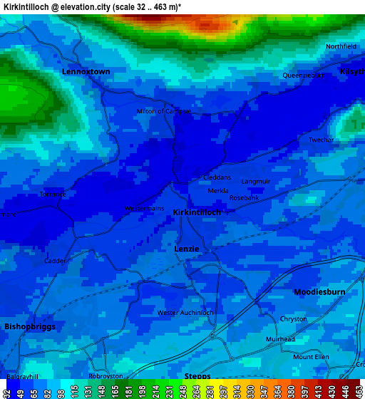 Zoom OUT 2x Kirkintilloch, United Kingdom elevation map