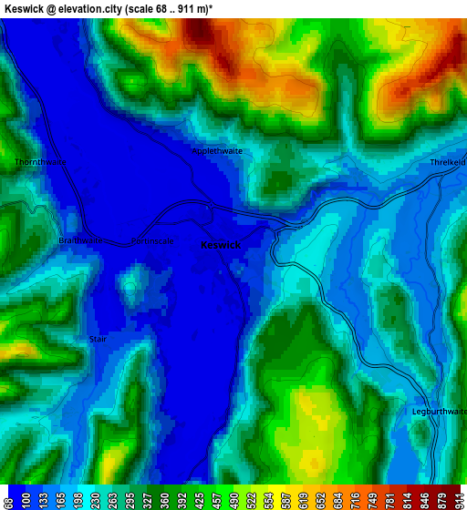 Zoom OUT 2x Keswick, United Kingdom elevation map