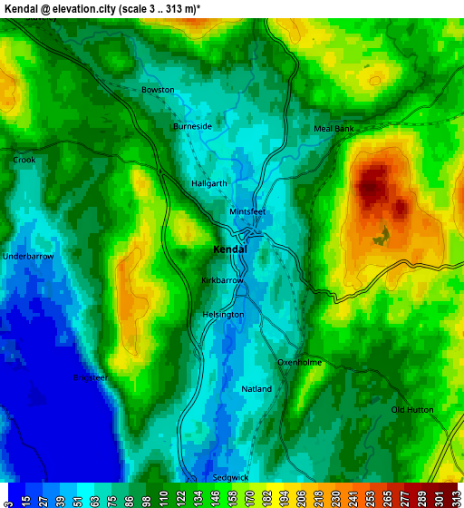 Zoom OUT 2x Kendal, United Kingdom elevation map