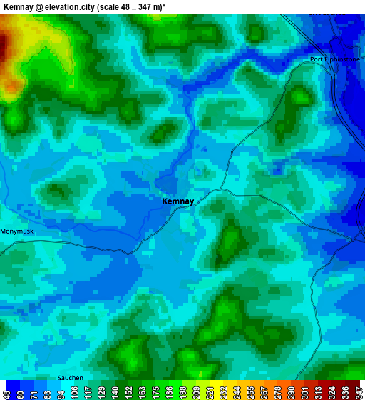 Zoom OUT 2x Kemnay, United Kingdom elevation map