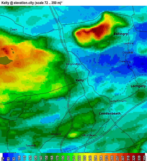 Zoom OUT 2x Kelty, United Kingdom elevation map